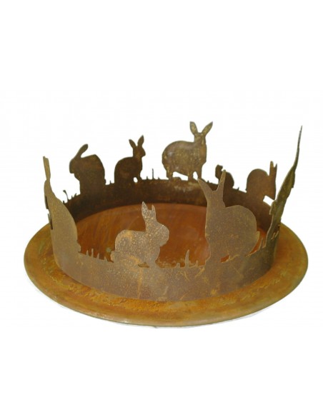 Edelrost Hasenring Ø 30 cm Saremo Metallmichl Rostdeko im Kürnachtal