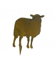 Deko fressend auf Platte Edelrost 27 x 17,5 cm Schaf
