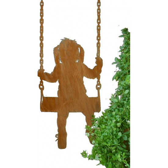 Deko Kinderfigur - Maedchen auf Schaukel