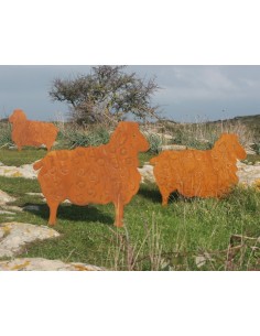 Schafe +Ziegen Deko Schaf groß als Gartenstecker - 56 x 70 cm - Gartendeko Rost 
Höhe 56 cm
Breite 70 cm
Stab ca. 30 cm 2