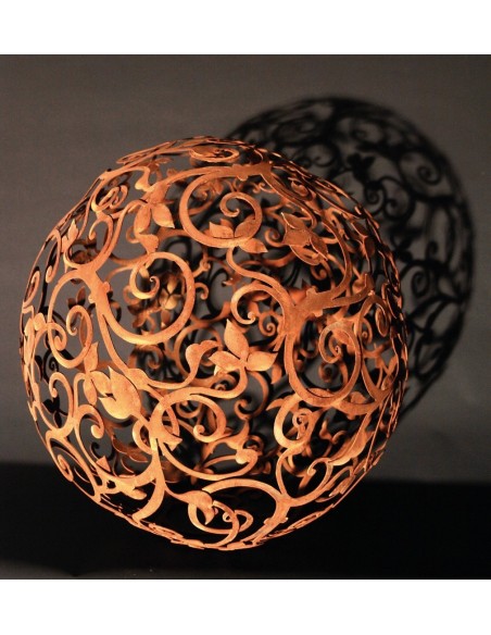 Edelrost Barockkugel 50 cm Rostige Kugel mit Barockmuster