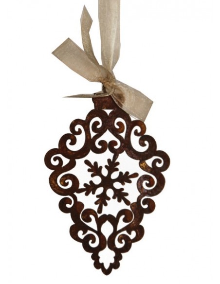 Edelrost Barockornament mit Schneeflocke - gross Höhe 20 cm - Weihnachtsbaumschmuck