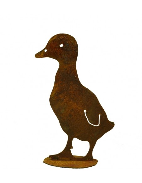 Deko Entenküken aus Metall rostig