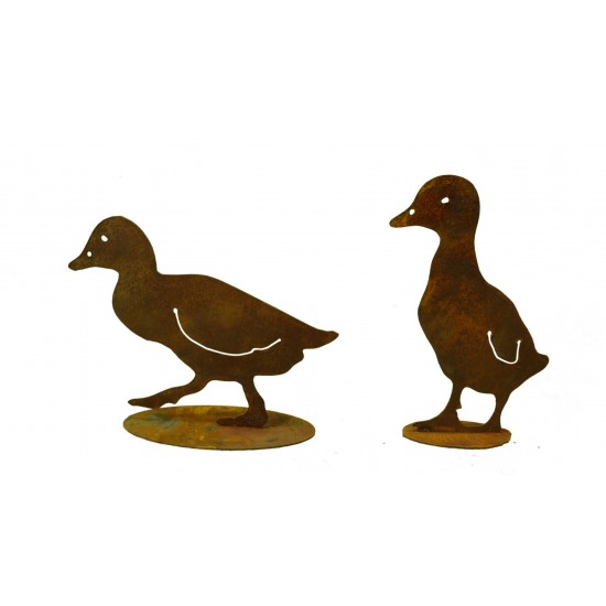 Deko Entenküken aus Metall rostig