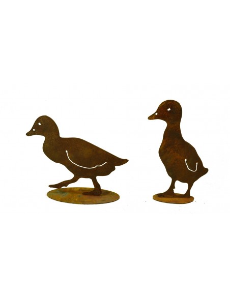Deko Entenküken aus Metall rostig