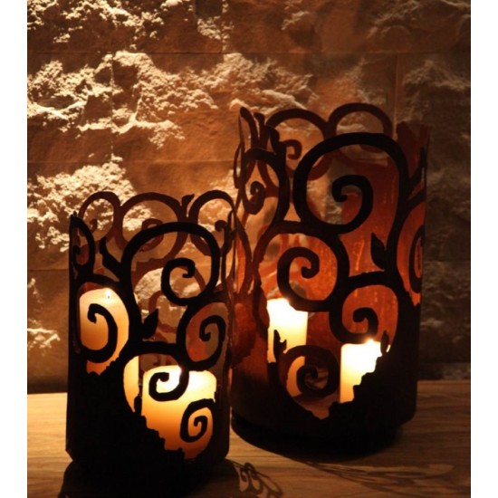 Windlicht Venezia mit Boden auf 3 Kugelfüßen 33cm hoch (klein)