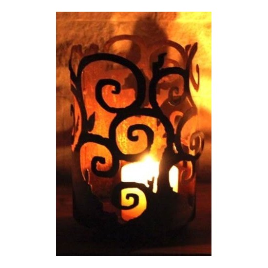 Windlicht Venezia mit Boden auf 3 Kugelfüßen 33cm hoch (klein)