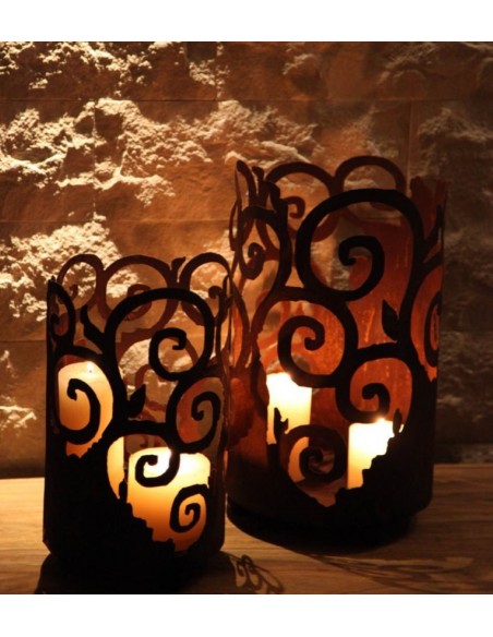 Windlicht Venezia mit Boden auf 3 Kugelfüßen 42cm hoch (mittel)