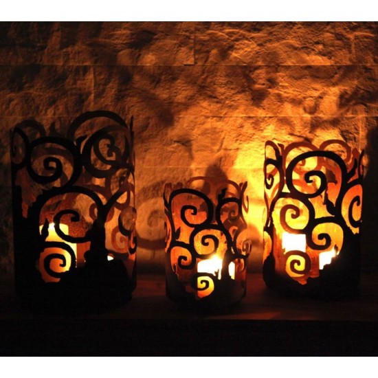 Windlicht Venezia mit Boden auf 3 Kugelfüßen 42cm hoch (mittel)