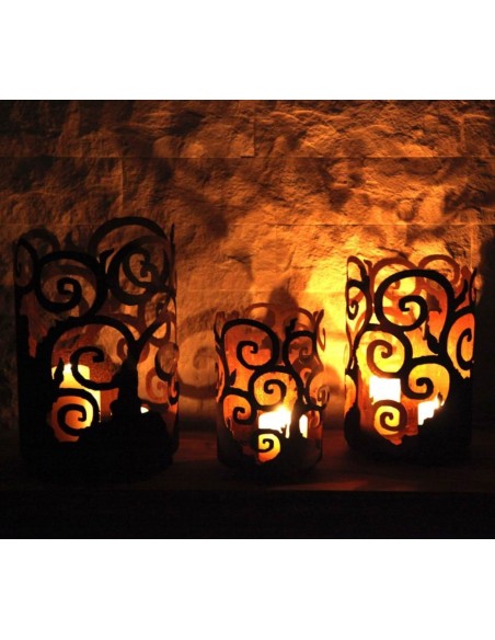 Windlicht Venezia mit Boden auf 3 Kugelfüßen 42cm hoch (mittel)