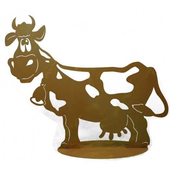 Rost Kuh "Liselotte" 71 cm lang auf Platte