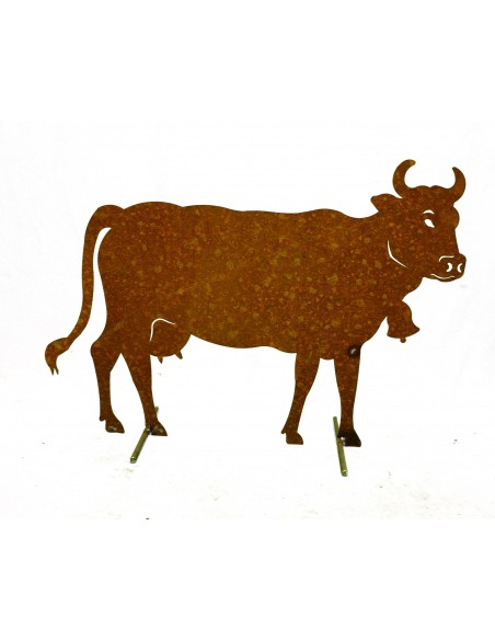 Edelrost Kuh XL  140 x 100 cm auf Stangen Original Allgäuer Rostkuh