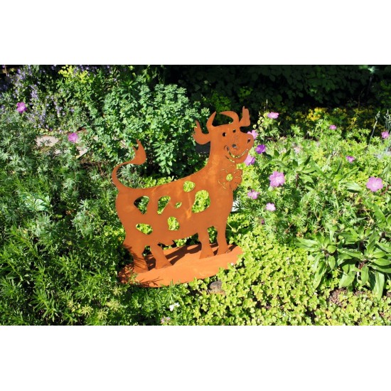 lustige Deko Kuh 60 cm hoch - wetterfeste Gartendeko Figur aus Metall
