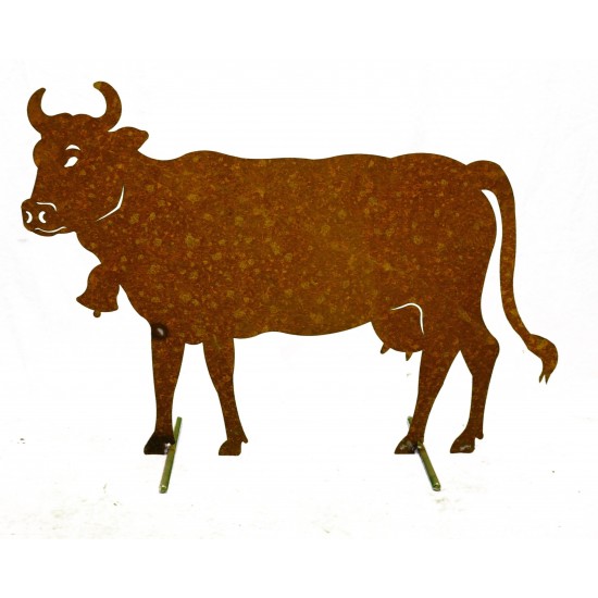 Edelrost Kuh XL  140 x 100 cm auf Stangen Original Allgäuer Rostkuh