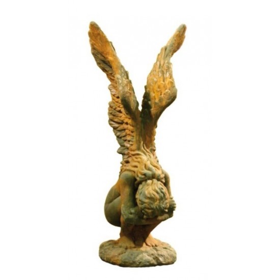 Steinfigur Trauernder Engel "Rachel" , Höhe 70 cm mit Rosteffekt
