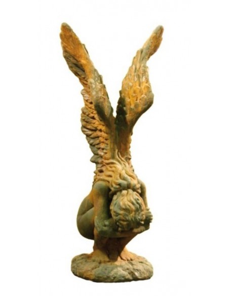 Steinfigur Trauernder Engel "Rachel" , Höhe 70 cm mit Rosteffekt