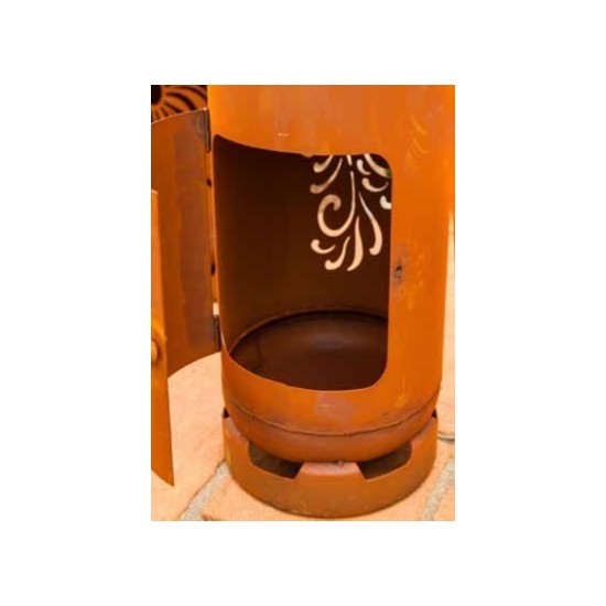 Feuertonne Gasflasche Drache  rückseite