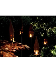 Rundes Vogelhaus in eleganter Rostoptik - verschiedene Varianten 2