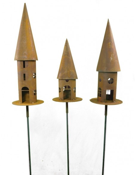 Rundes Vogelhaus in eleganter Rostoptik - verschiedene Varianten