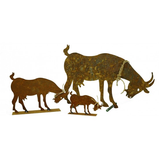 Ziege Grasend aus Edelrost - Gartendeko