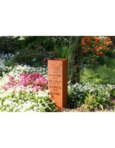 Rost Säule Gedicht "Ein Garten ohne Blumen ist wie ein Leben ohne Liebe -Säule Rost 2