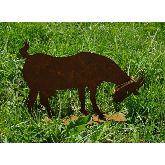 Ziege Grasend aus Edelrost - Gartendeko