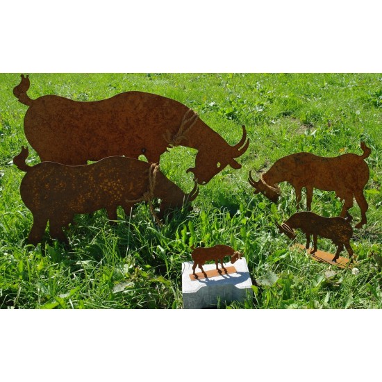 Ziege Grasend aus Edelrost - Gartendeko