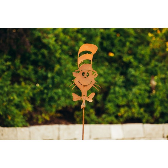 Katze mit hut Gartenstecker