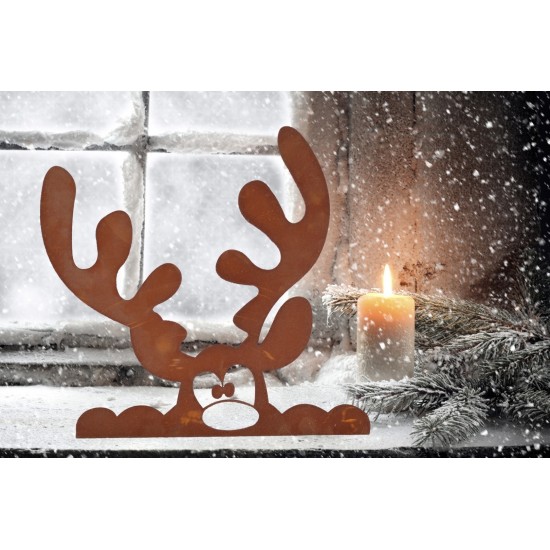 Lustiger Weihnachtselch Fensterdeko