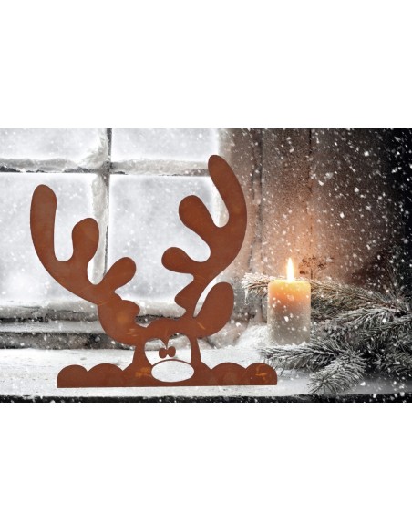 Lustiger Weihnachtselch Fensterdeko