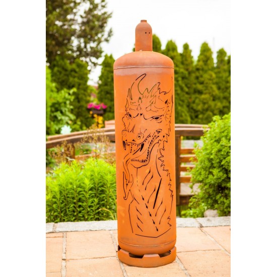 Feuertonne Gasflasche "Drache" 128 cm hoch 