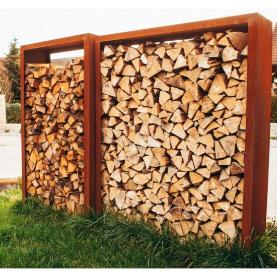 Kaminholzregal Außen Metall Edelrost kein Cortenstahl