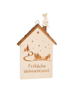 fröhliche Weihnachten Deko Häuschen Holz