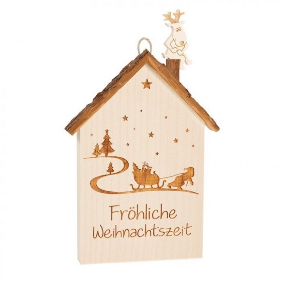 fröhliche Weihnachten Deko Häuschen Holz