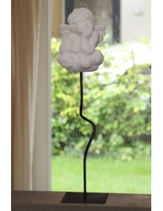 Steinguss Raffael Engel auf Wolke mit Ständer 57 cm