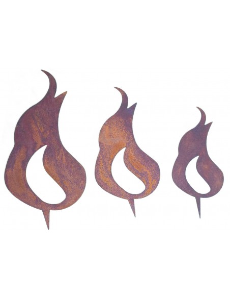Moderne Flammen in Rostopik verschiedene Größen