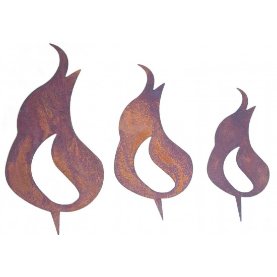 Moderne Flammen in Rostopik verschiedene Größen