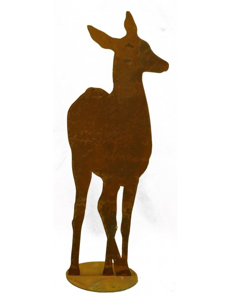 Edelrost Reh von vorne, H 65cm B 25cm, mit Platte