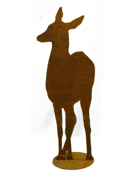 Edelrost Reh von vorne, H 65cm B 25cm, mit Platte