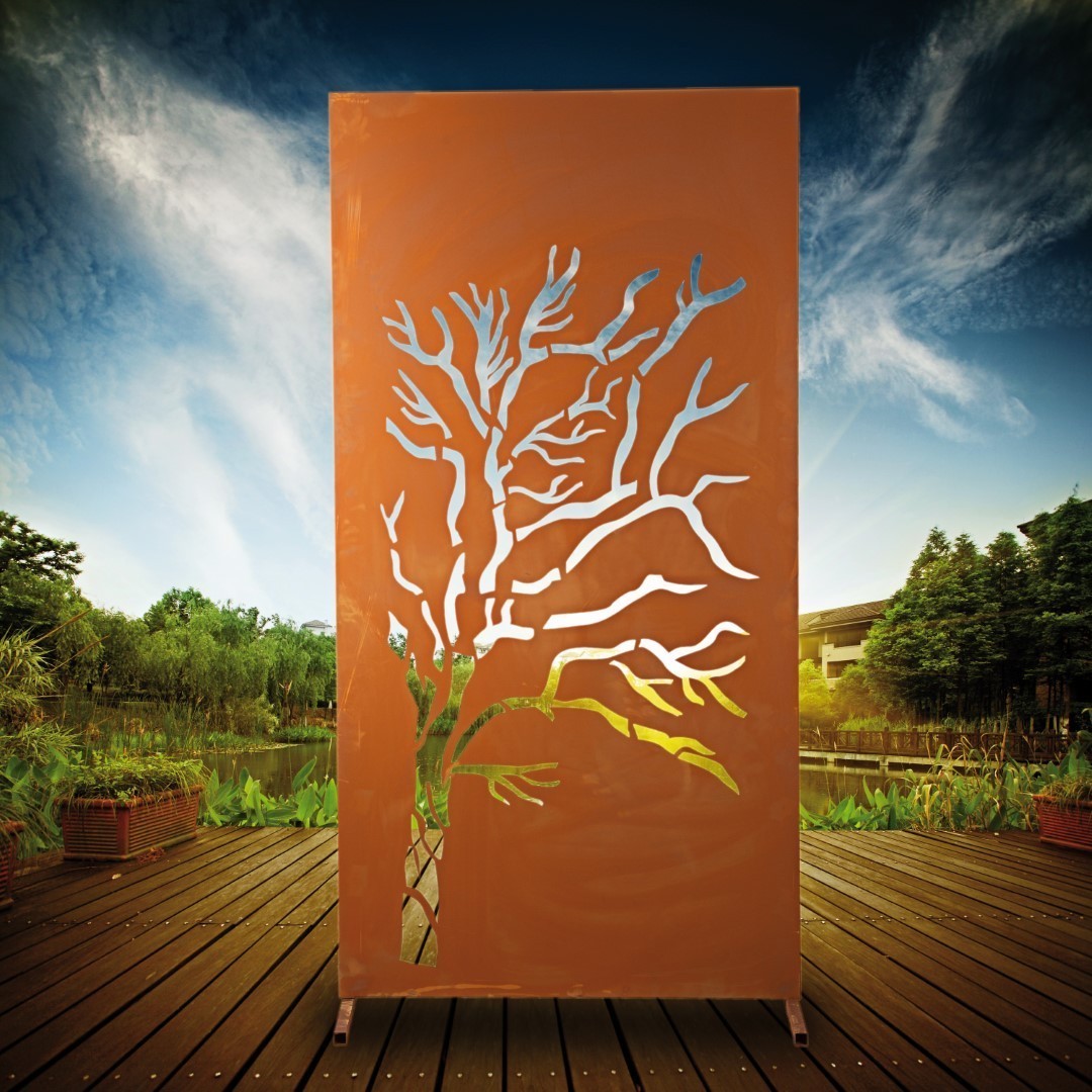 Trennnwand Garten und Sichtschutzzaun 180 cm hoch aus Metall / Rost kaufen