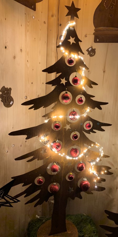 Metall Weihnachtsbaum mit LED Lichterkette warmweiß Outdoor