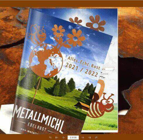 Gartendeko Katalog vom Metallmichl mit Rostdeko Sichtschutzwänden und schönen Sprüchen für deinen Garten
