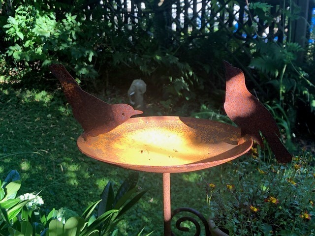 Vogeltränke Tränke Vögel Metall Gartendeko H 23 cm  braun Rost 767491 F10 